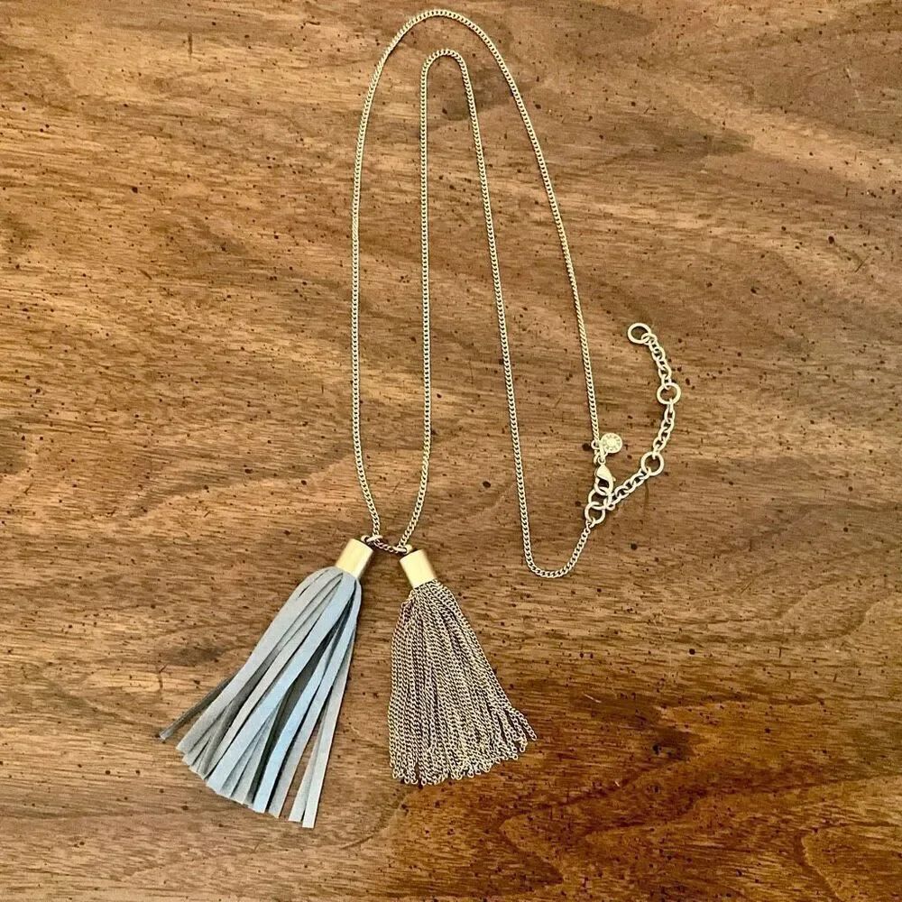 J.Crew | Suede and Chain Link Tassel Necklace | 30” Adjustable
